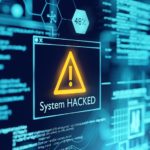 System Hacked Fenster mit Warnsignal