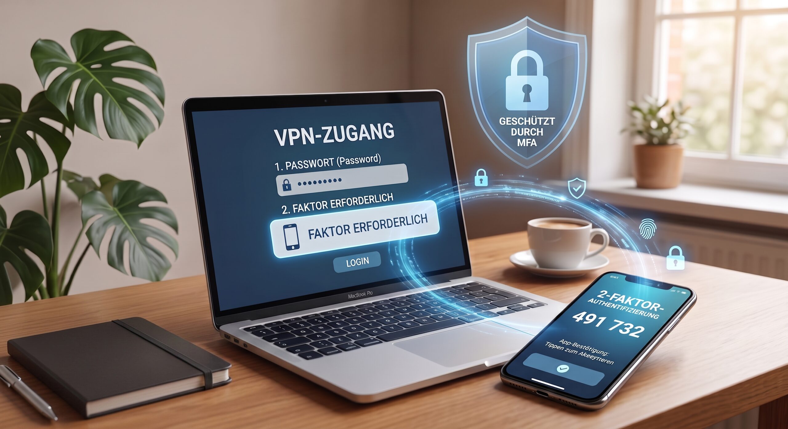 VPN-Anmeldung im Homeoffice mit Multi-Faktor-Authentifizierung per Smartphone